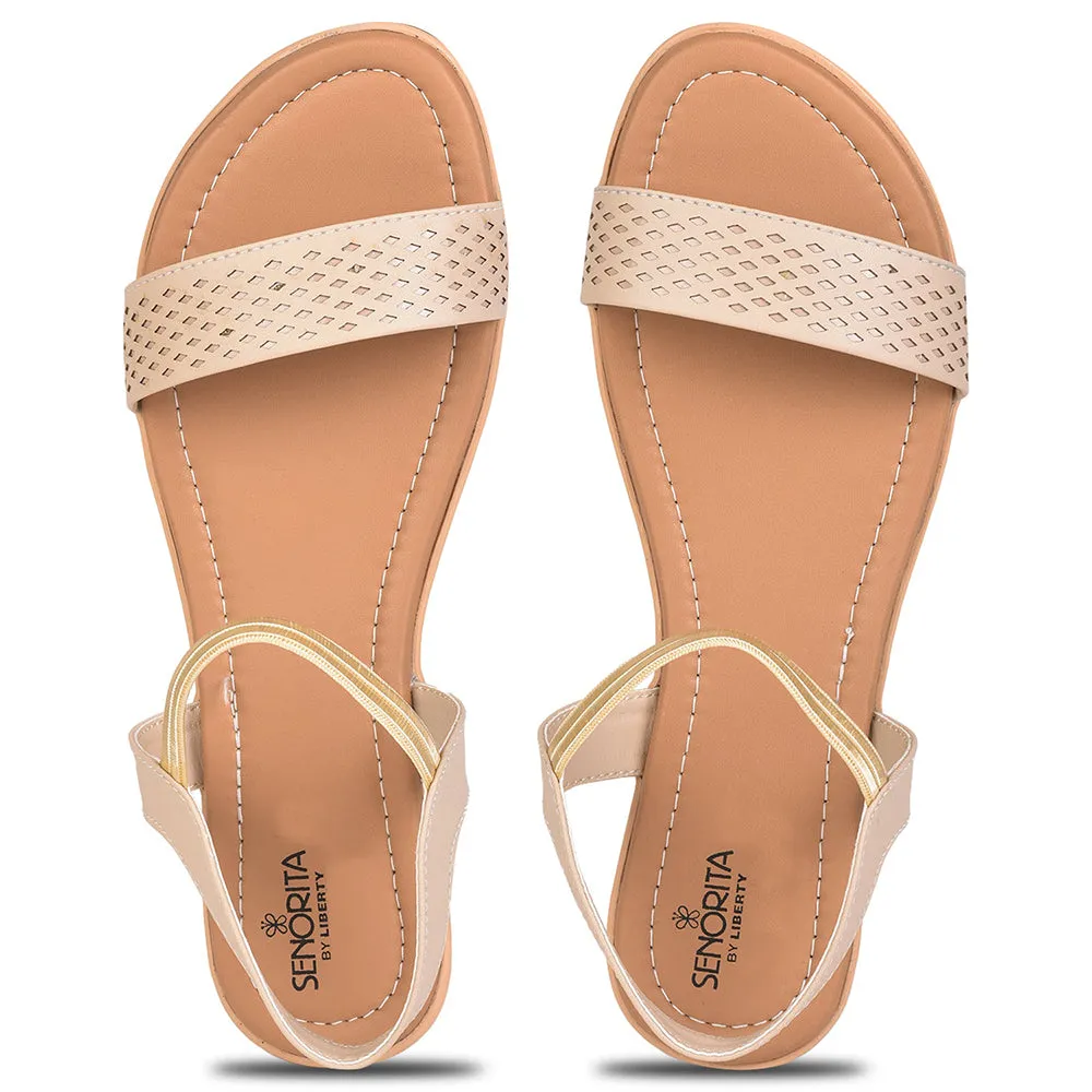 Adjustable Senorita Casual (Cream) Sandals For Women MK-82 By Liberty