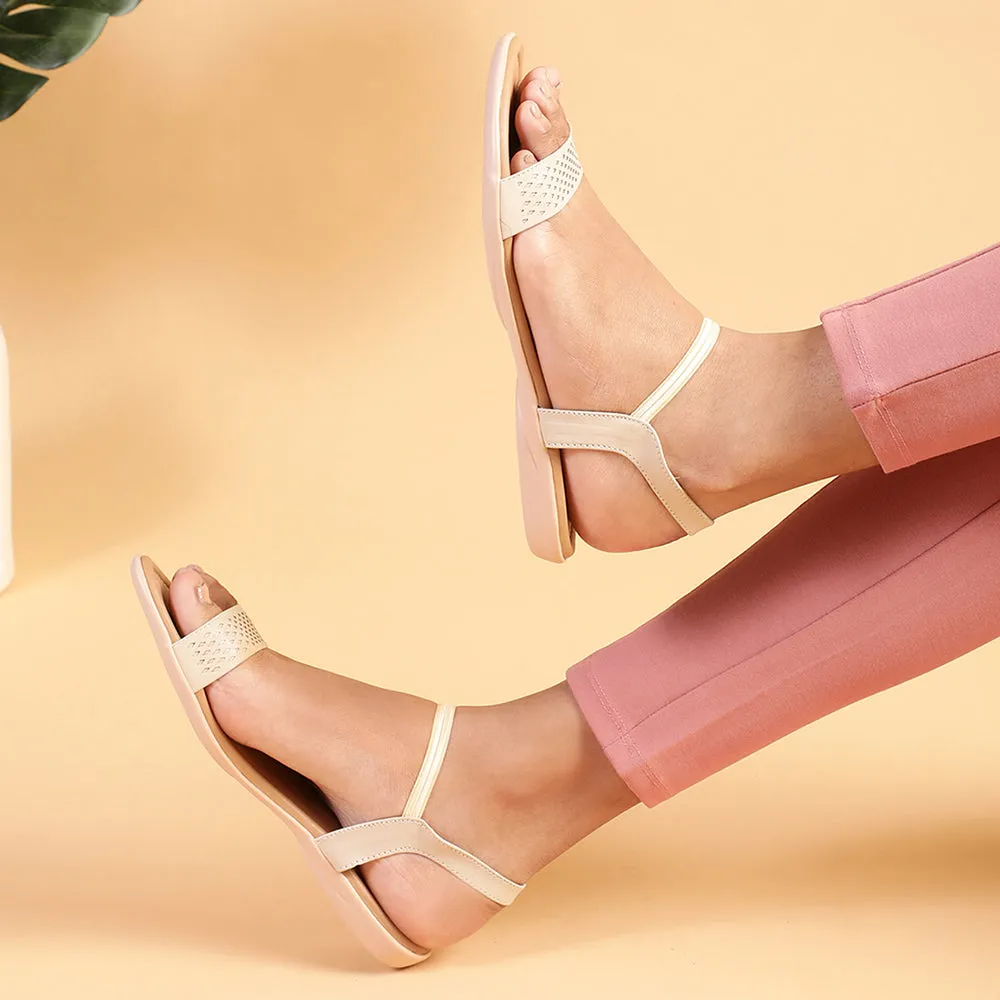 Street Trend Senorita Casual (Cream) Sandals For Women MK-82 By Liberty