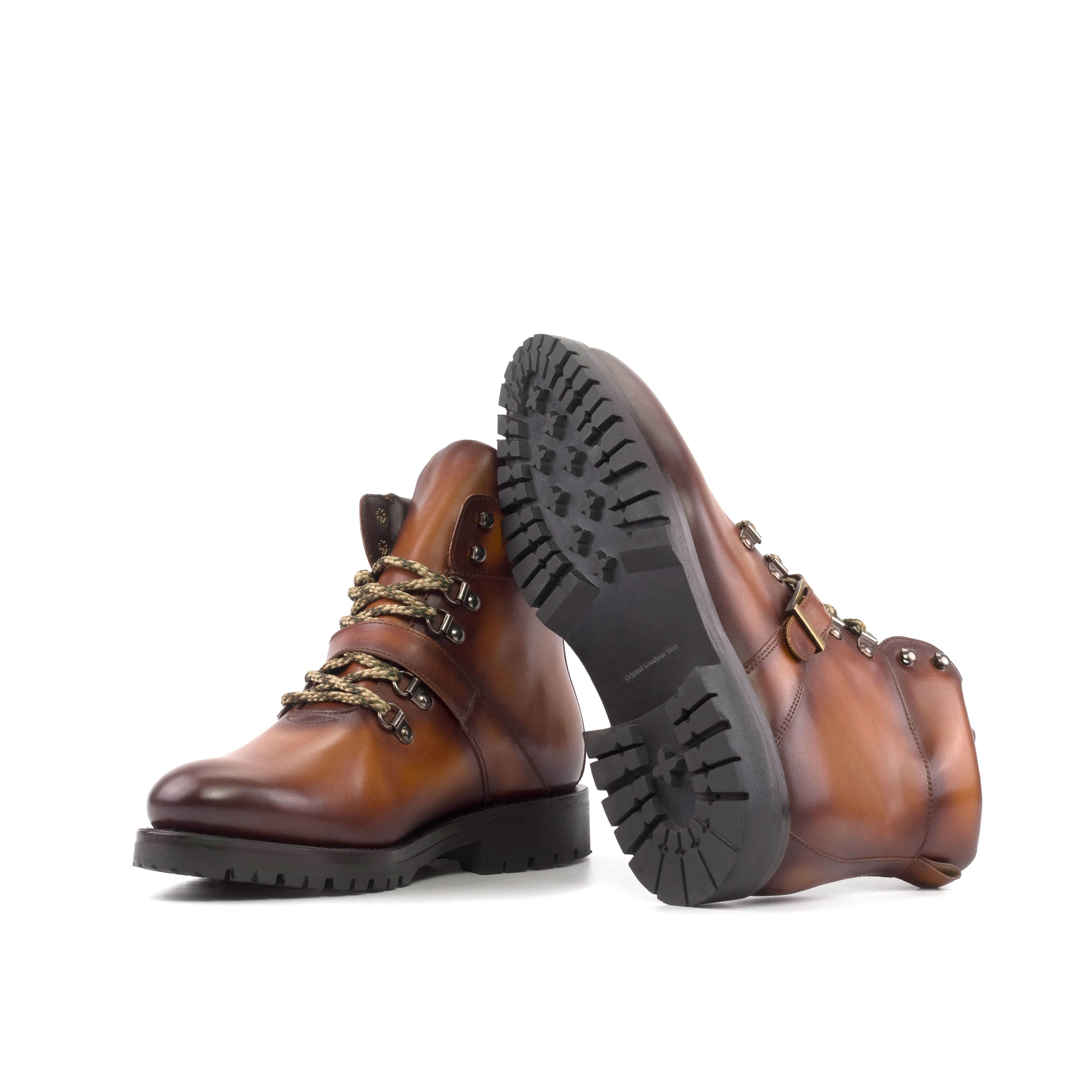 Timeless Office Regular Use Cognac Calf Leather Hiking Boots