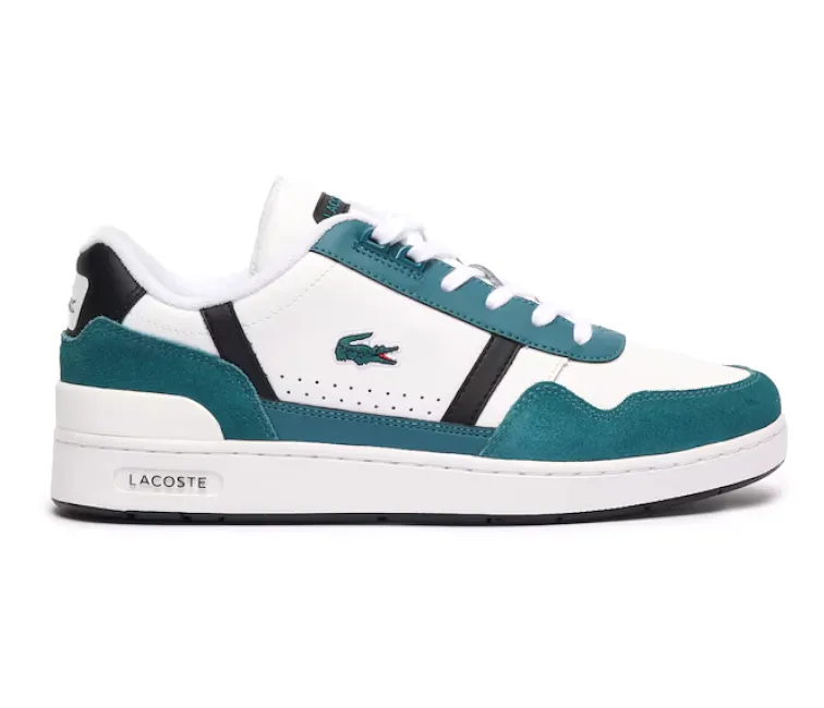Men's Lacoste T-Clip 124 7 SMA (White/Dark Green) workout shoe accessories shoe covers