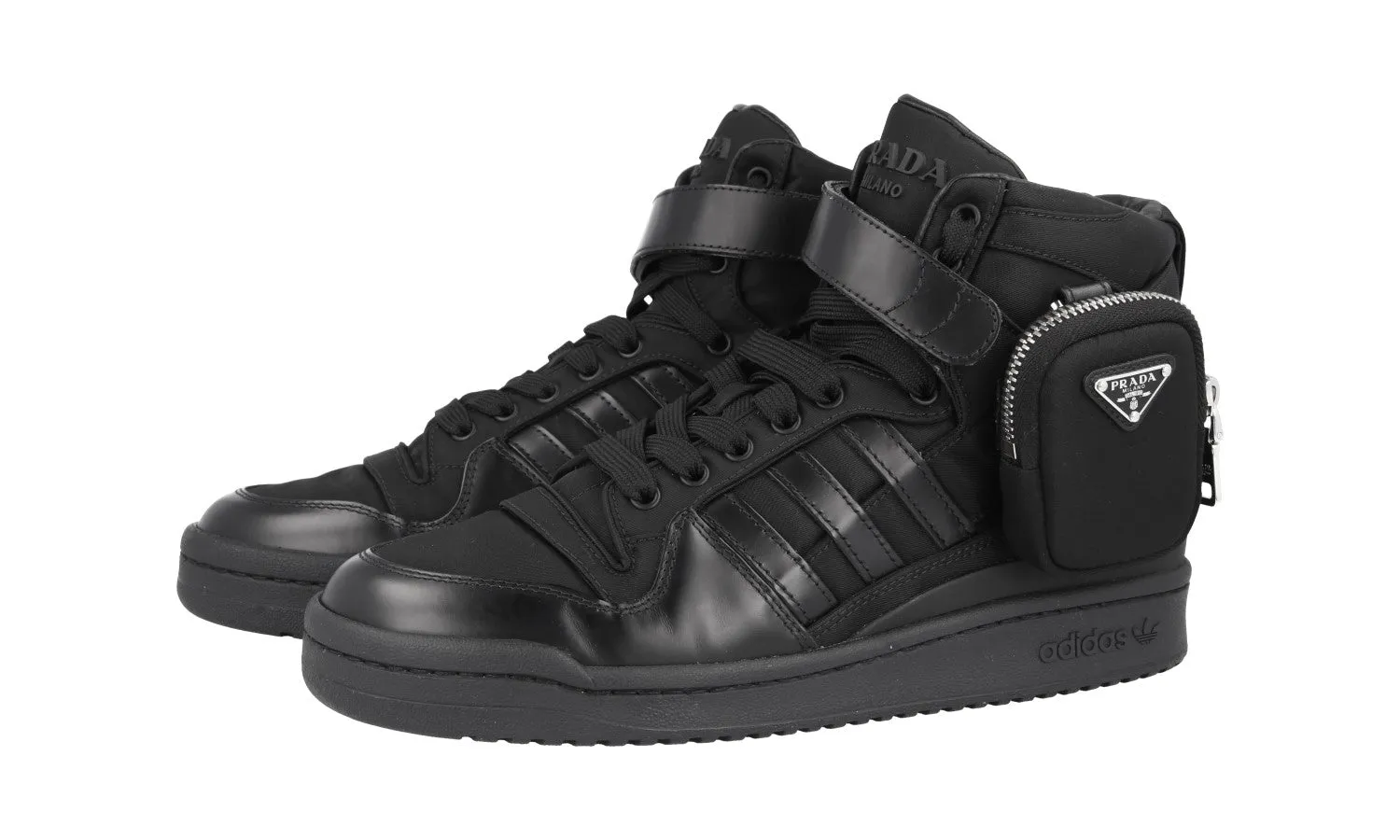 Prada Men's Black X Adidas Forum High-Top Sneaker 2TG193 Trend-setting ease Sporty Comfort