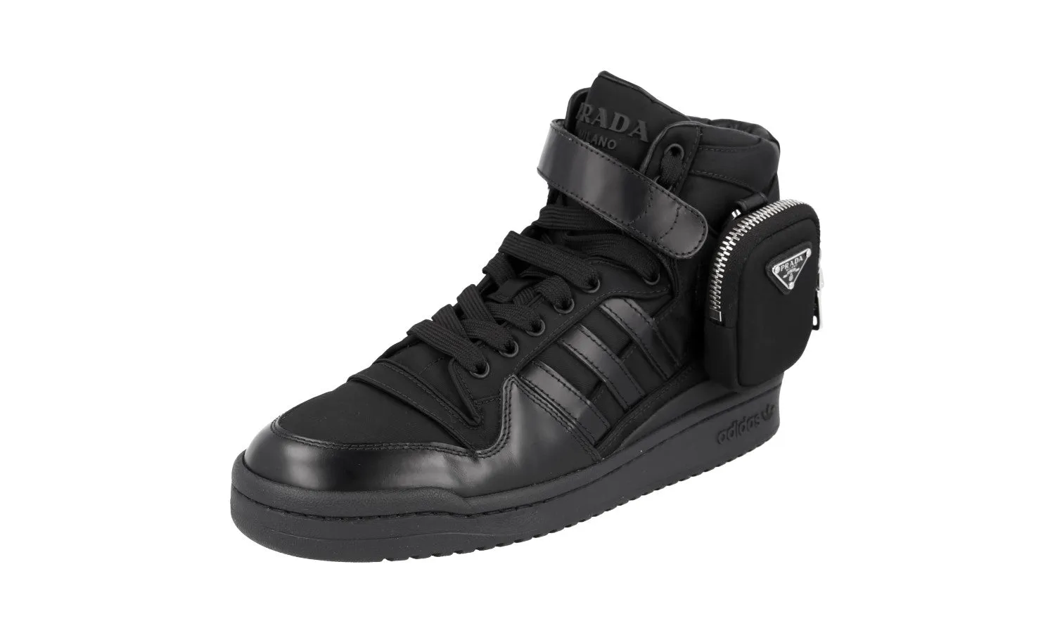 Prada Men's Black X Adidas Forum High-Top Sneaker 2TG193 Fast Routine Comfort Linings