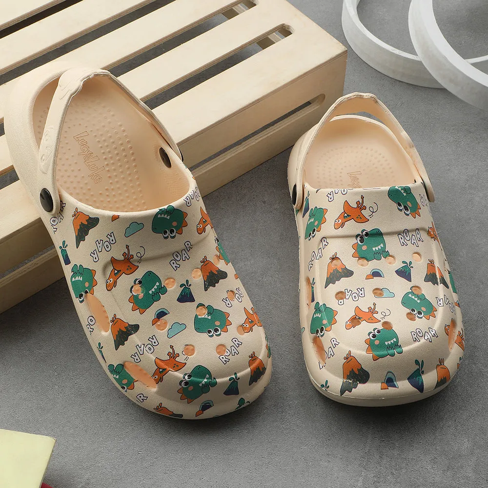 Lucy & Luke Beige Casual Slingback Printed Clogs For Kids ALEX-K2E By Liberty Comfort Balance