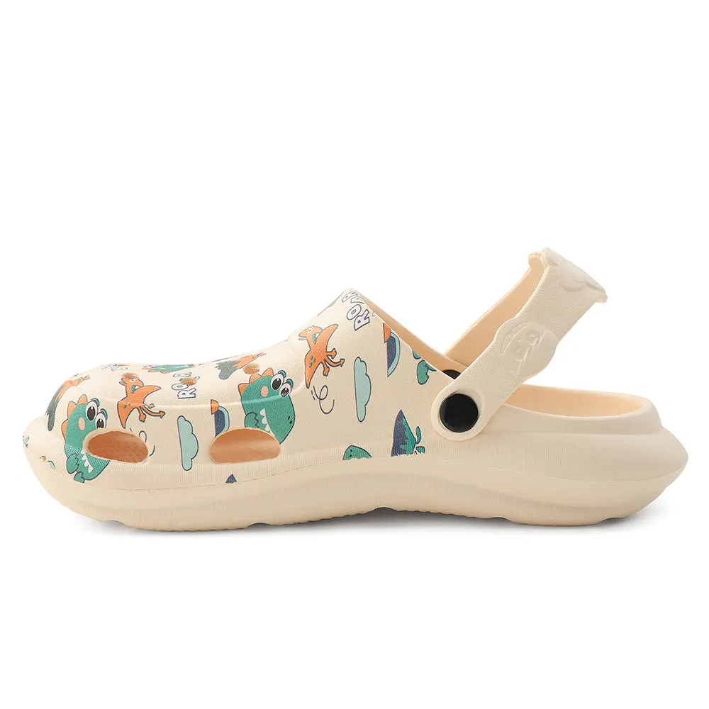 Lucy & Luke Beige Casual Slingback Printed Clogs For Kids ALEX-K2E By Liberty AntiSlip breathable socks