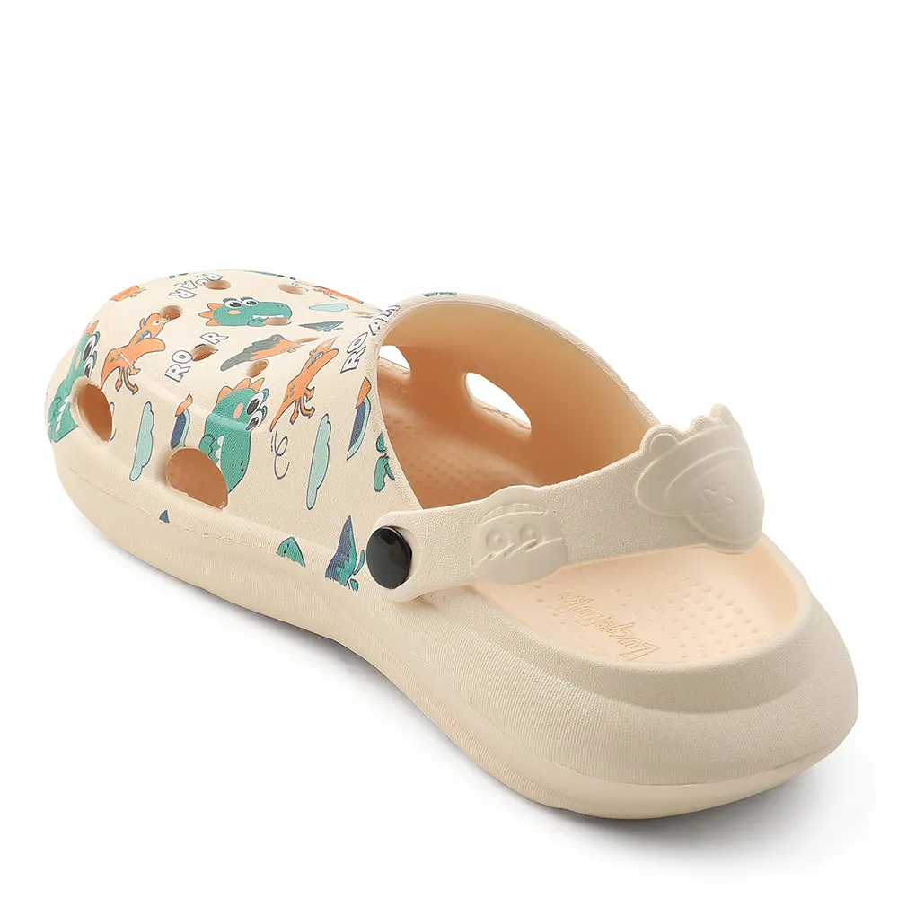 waterproof Cozy Footwear Lucy & Luke Beige Casual Slingback Printed Clogs For Kids ALEX-K2E By Liberty