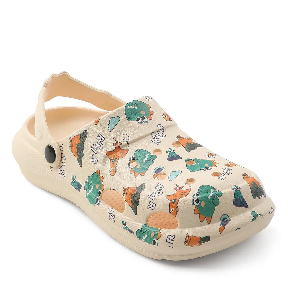 Anti Slip Protection Durable Footwear Lucy & Luke Beige Casual Slingback Printed Clogs For Kids ALEX-K2E By Liberty