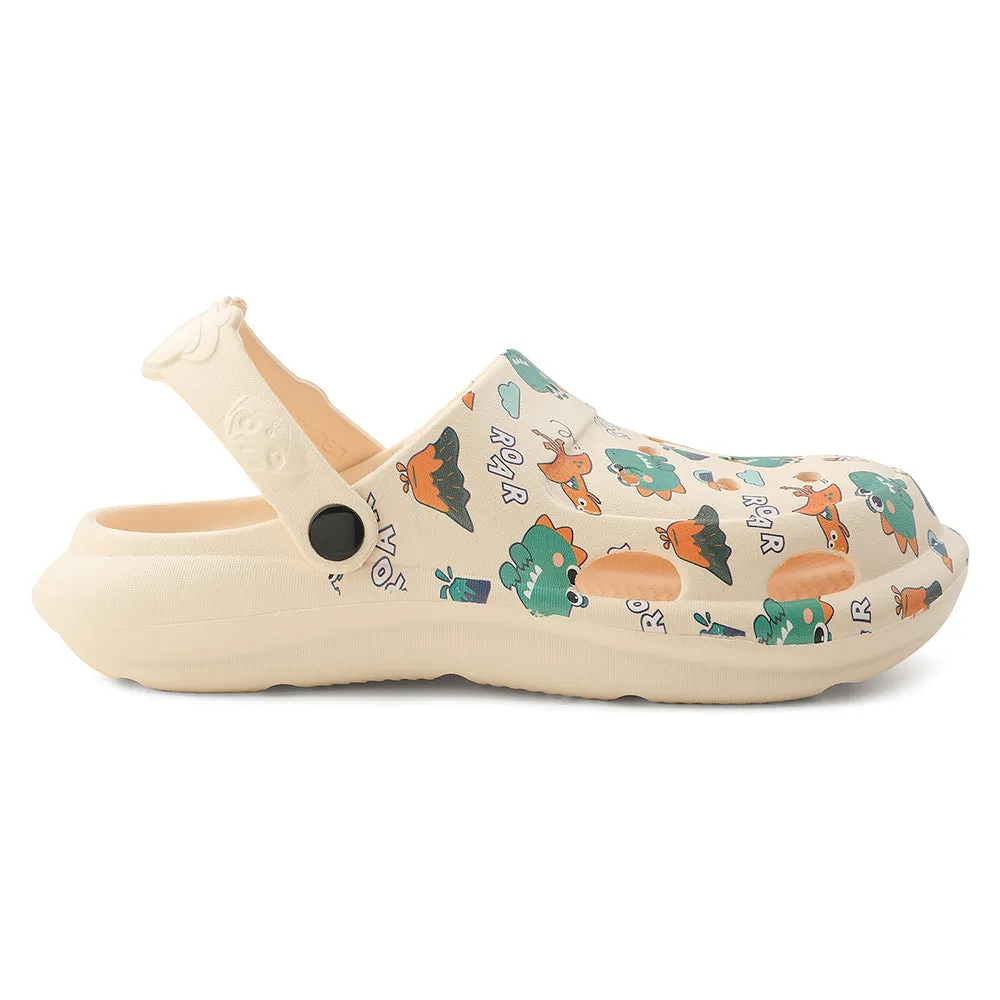 Lucy & Luke Beige Casual Slingback Printed Clogs For Kids ALEX-K2E By Liberty Comfy Beach Walk