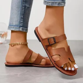 Stylish Go Sienna Faux Leather Buckle Sandals
