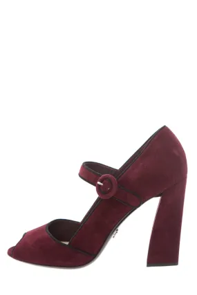 Prada Burgundy Suede Strap Heels SZ 40 Angel Mood Sweat Resistant Frequent Travelers