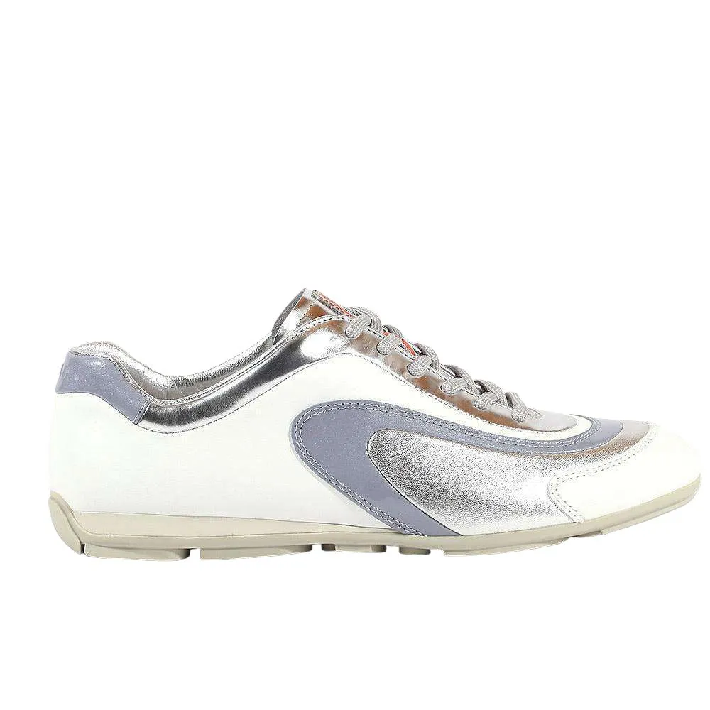 Beach Fun Road grip Prada Women's shoes White & Silver Sports Sneakers 3E4709