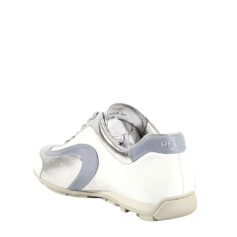 Prada Women's shoes White & Silver Sports Sneakers 3E4709 Cool Pop