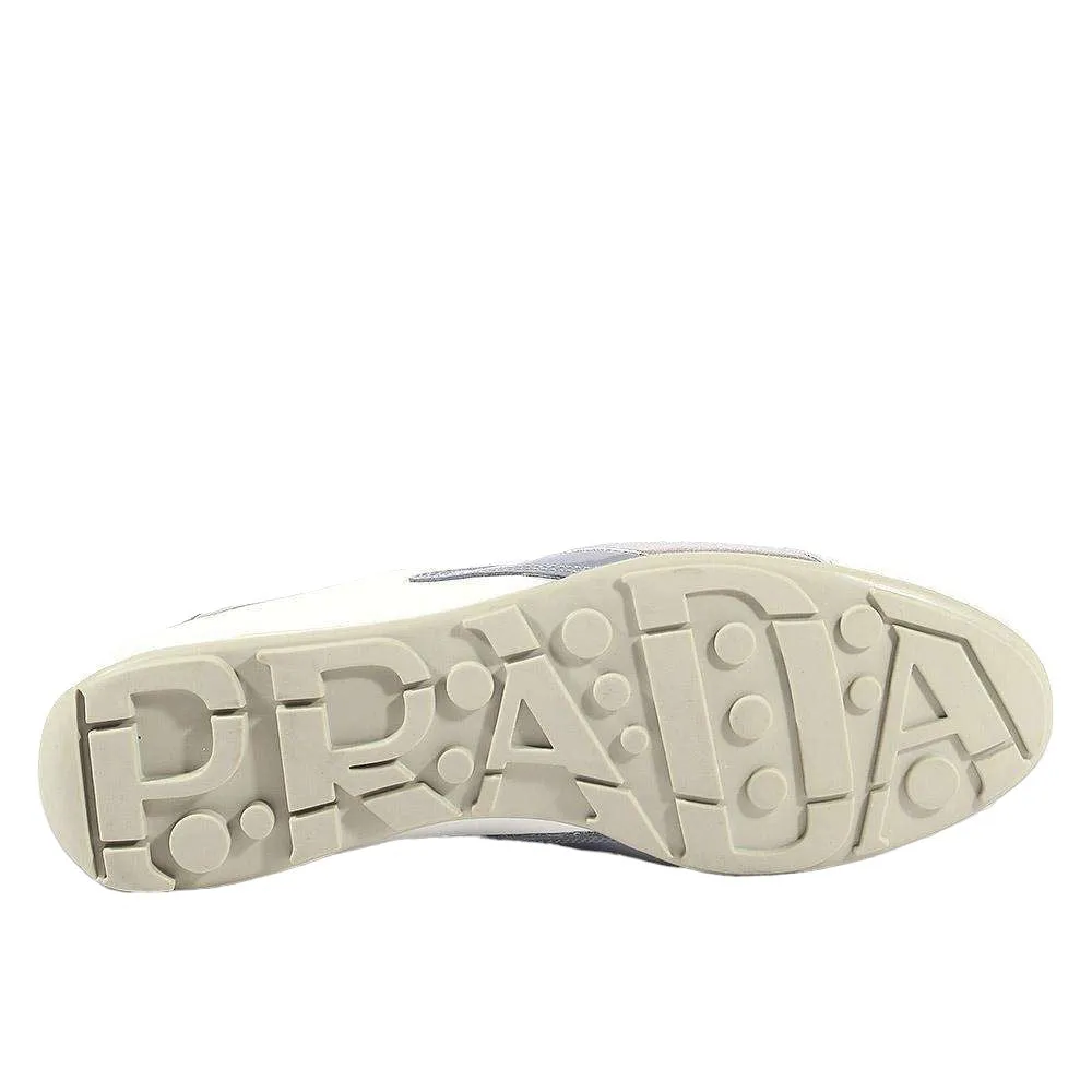 Workout Prada Women's shoes White & Silver Sports Sneakers 3E4709
