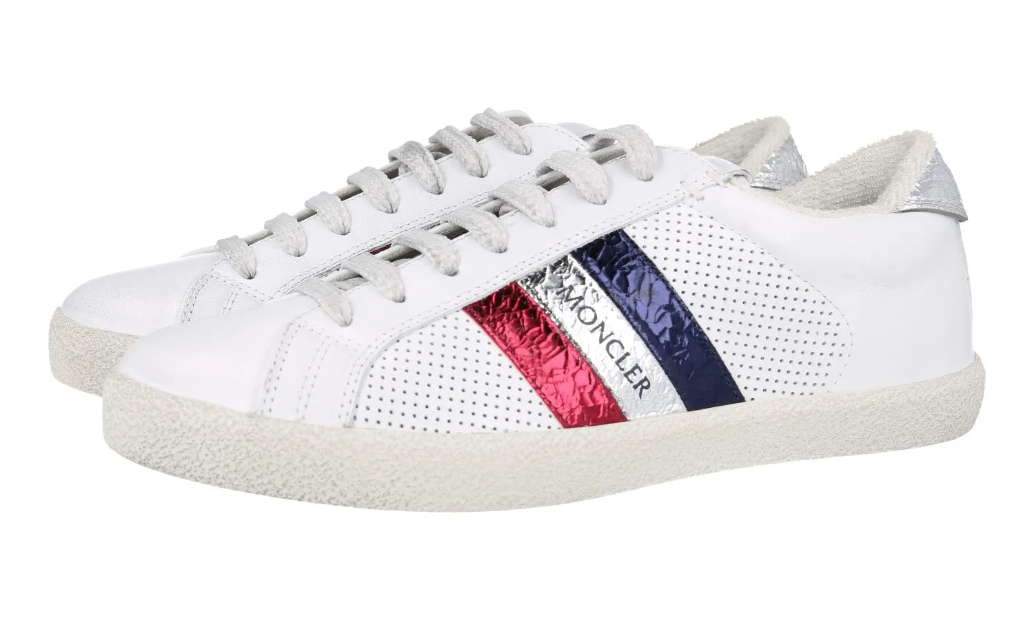 Training Pulse Layered Look Moncler Women's White Leather Sneaker Ryegra