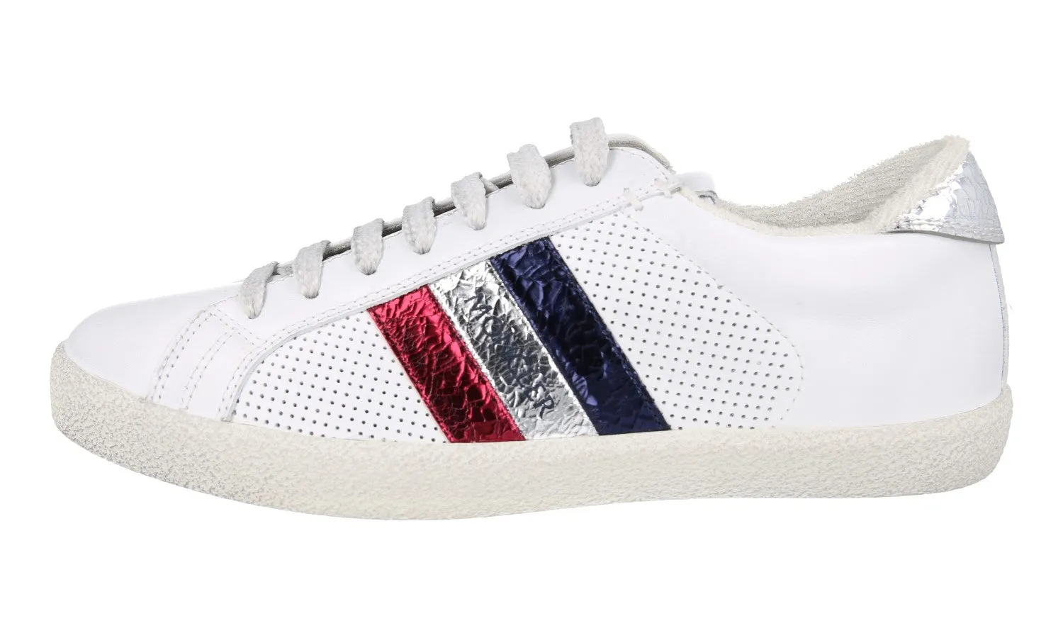 Moncler Women's White Leather Sneaker Ryegra Compression Resistant Collar Versatile Footwear