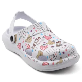 Quick Release Wide fit Lucy & Luke White Casual Slingback Printed Clogs For Kids ALEX-K3E By Liberty