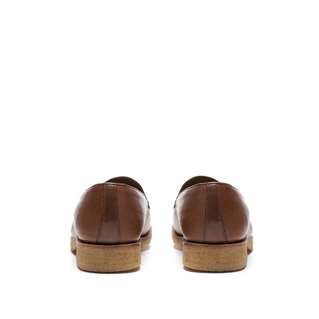 Full Grain Brown Calf Penny Loafer Elegant Flat Urban Day