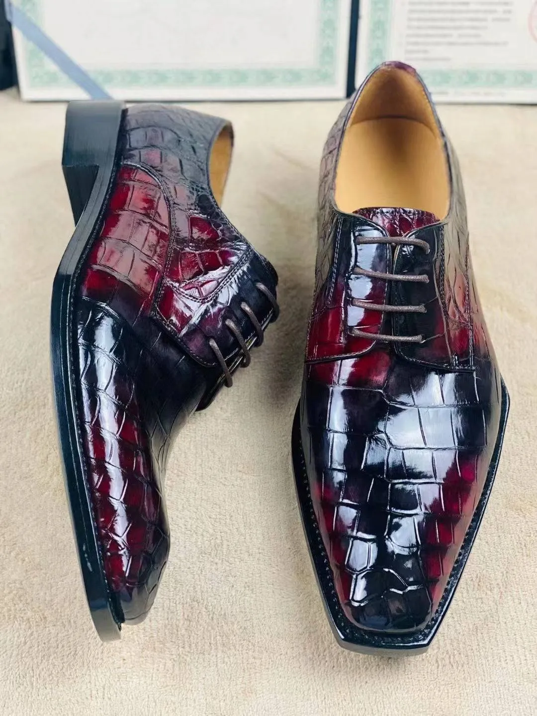 Crocodile Shoes Special Offer! Formal Business Shoes -Genuine Crocodile Skin Leather Men's Lace-Up  Business Shoes Casual Comfortable Dress Shoe Male Suit Shoes Mid Top