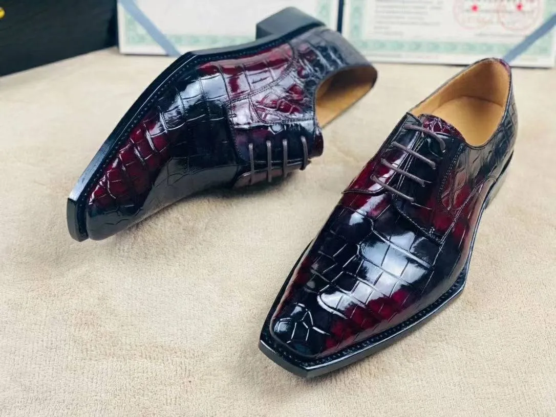 Crocodile Shoes Special Offer! Formal Business Shoes -Genuine Crocodile Skin Leather Men's Lace-Up  Business Shoes Casual Comfortable Dress Shoe Male Suit Shoes Comfortable Slip