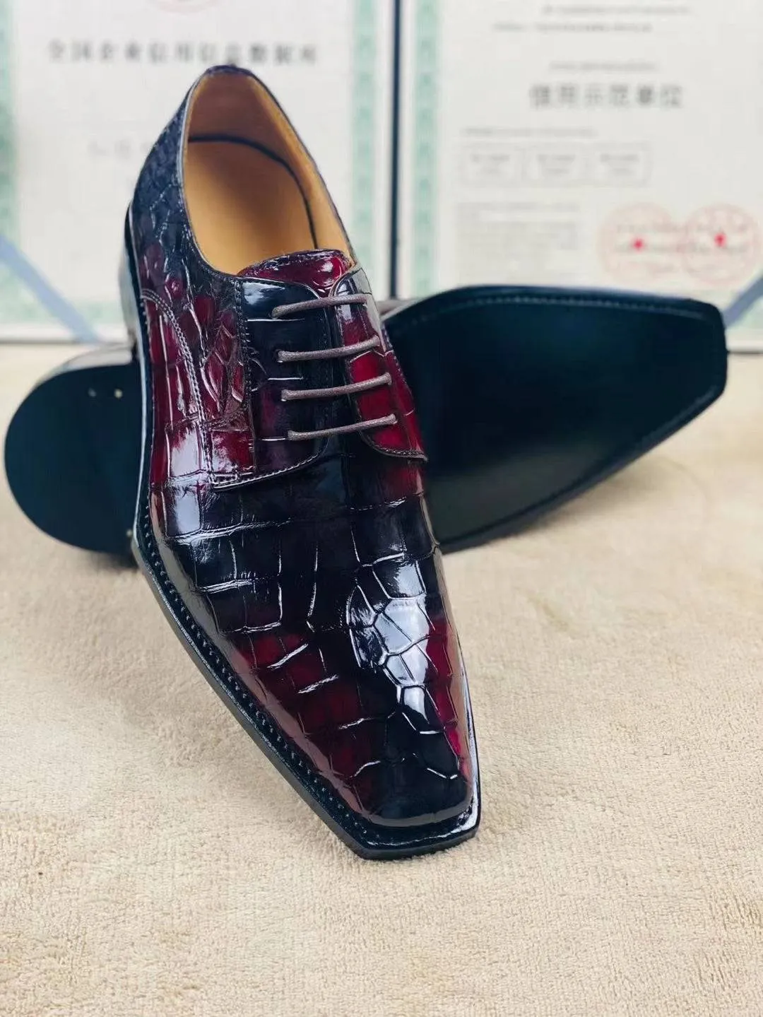 Crocodile Shoes Special Offer! Formal Business Shoes -Genuine Crocodile Skin Leather Men's Lace-Up  Business Shoes Casual Comfortable Dress Shoe Male Suit Shoes Family Glow buckle