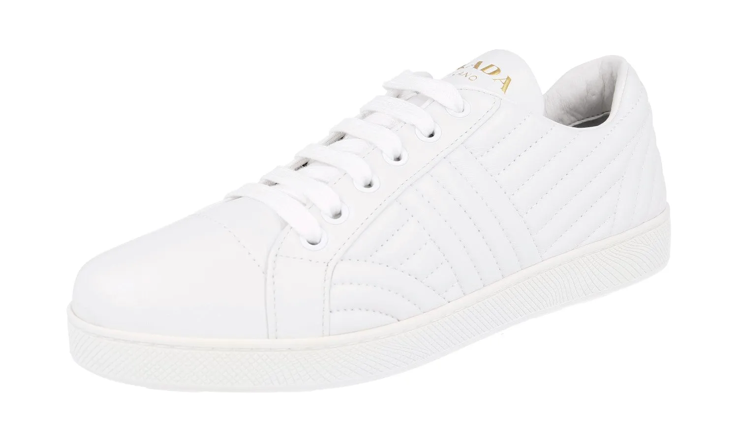 Prada Women's White Leather Diagramme Sneaker 1E254L Ultra Light Frame