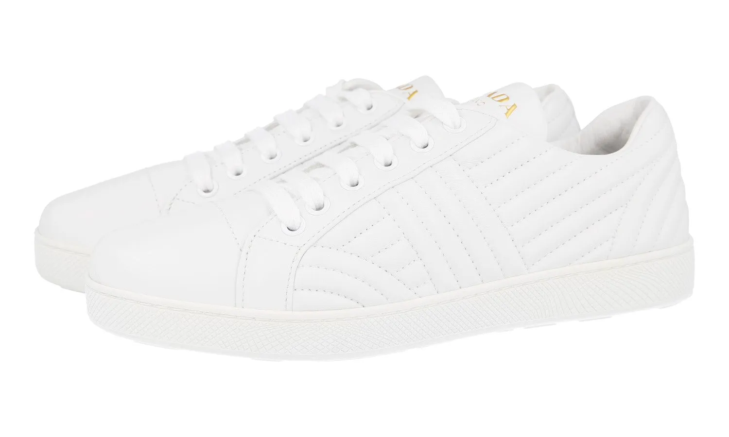 Prada Women's White Leather Diagramme Sneaker 1E254L Comfortable Movement
