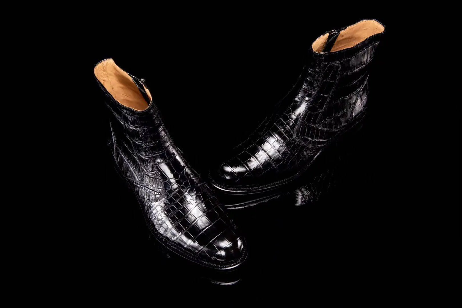 Crocodile Shoes Crocodile Leather Side-Zip Ankle Boots Classic