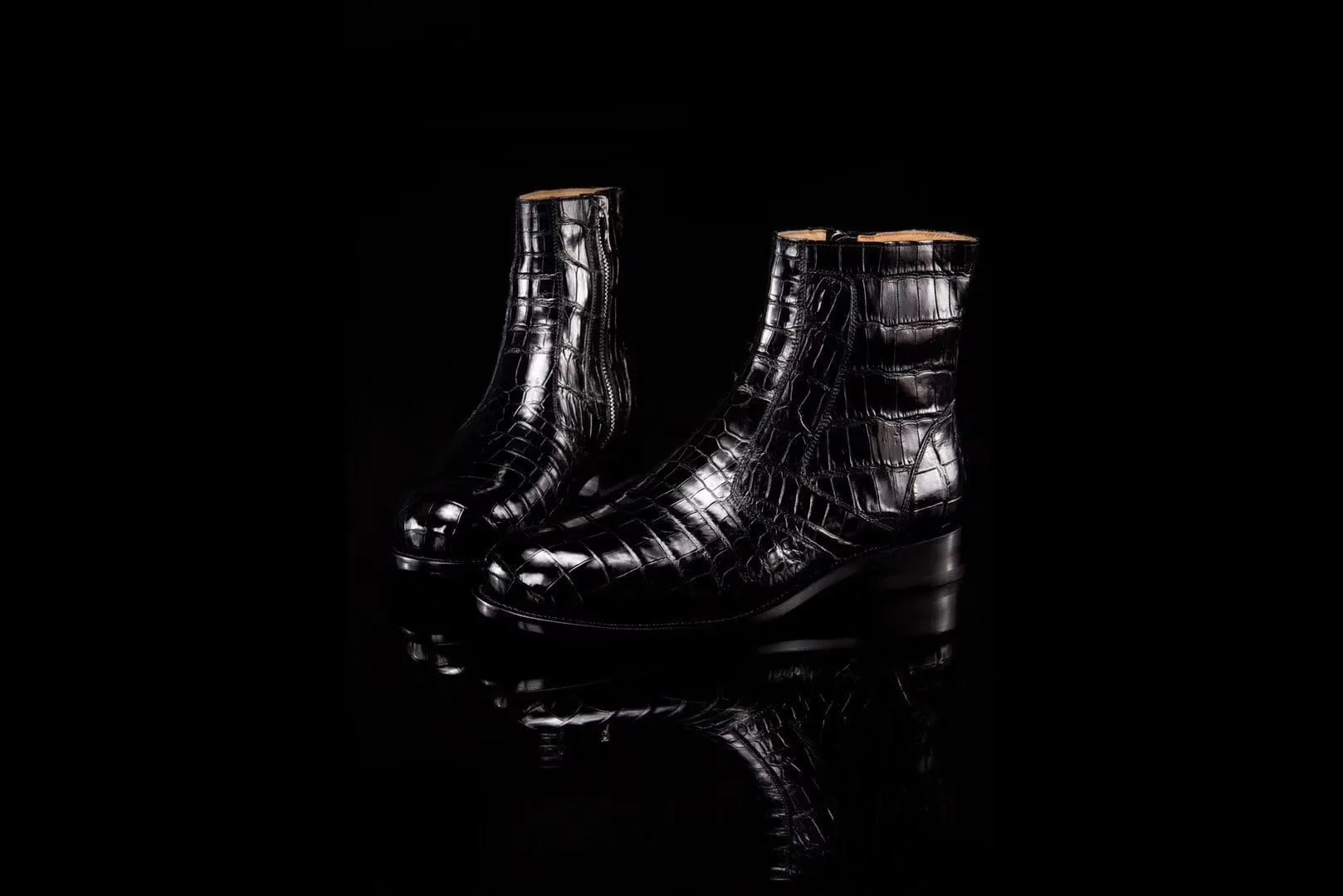 Crocodile Shoes Crocodile Leather Side-Zip Ankle Boots Support Glow Supportive Comfort Shoes