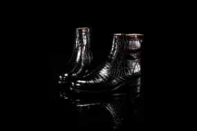 Crocodile Shoes Crocodile Leather Side-Zip Ankle Boots Support Glow Supportive Comfort Shoes