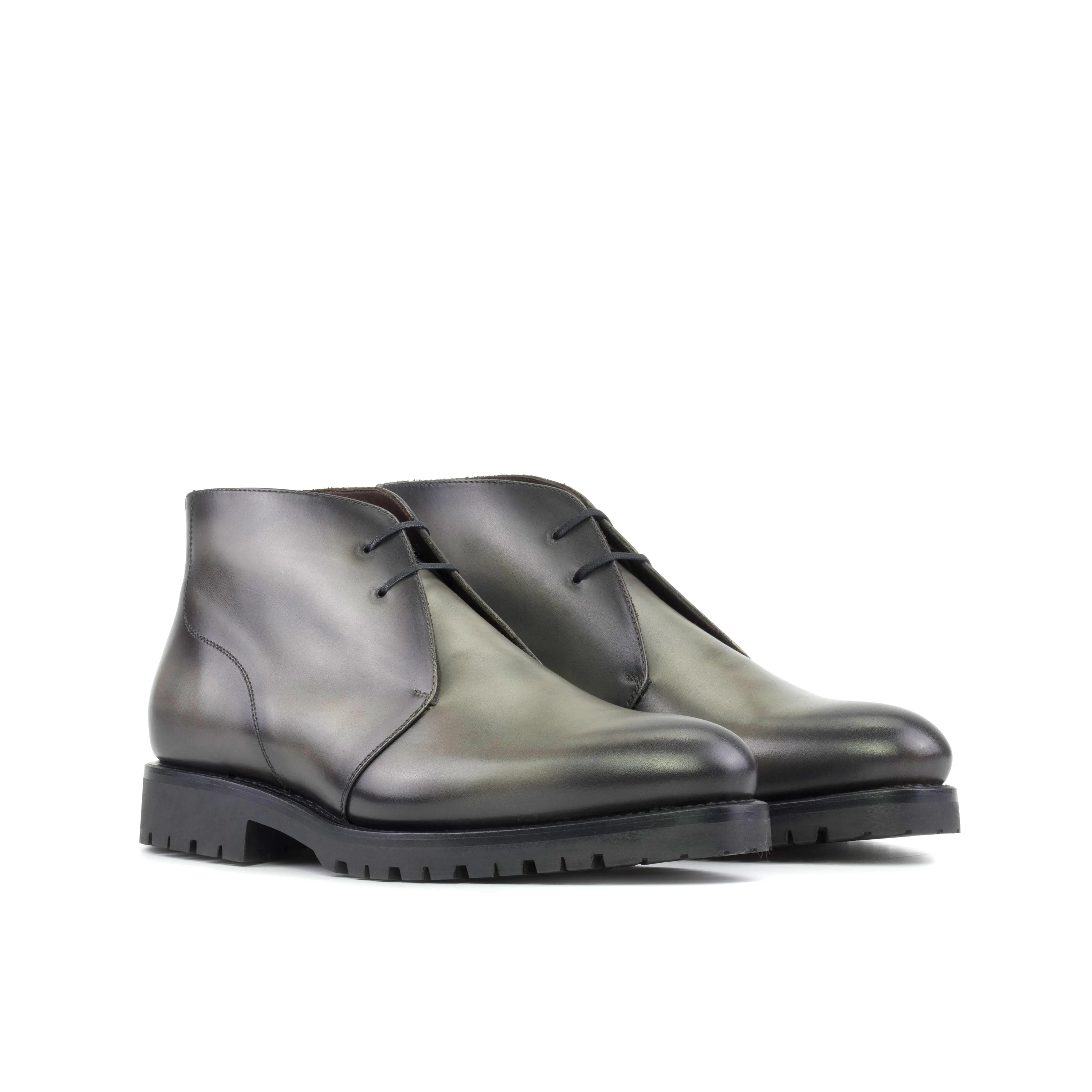 Professional Vibe Smart Casual Grey Painted Calf Leather Chukka Boots