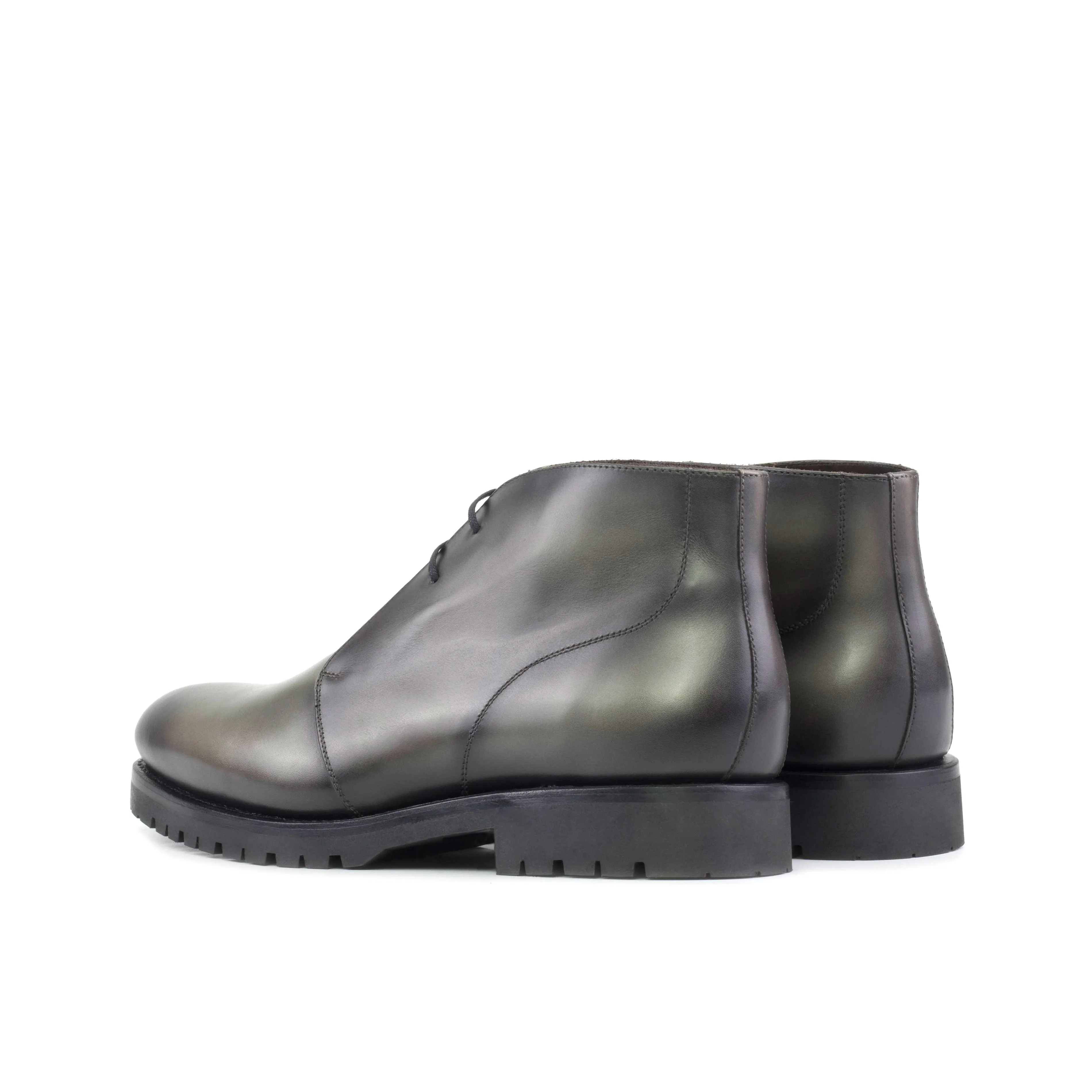 Core Edge Grey Painted Calf Leather Chukka Boots