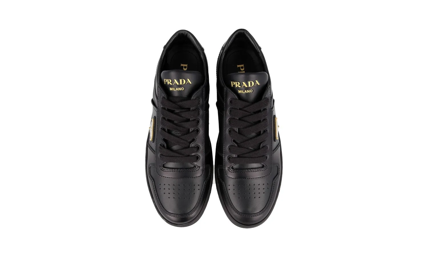 Prada Women's Black Leather Downtown Sneaker 1E792M Run Grip
