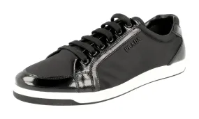 Prada Women's Black Saffiano Leather Sneaker 3E5892 Perforated Upper Design