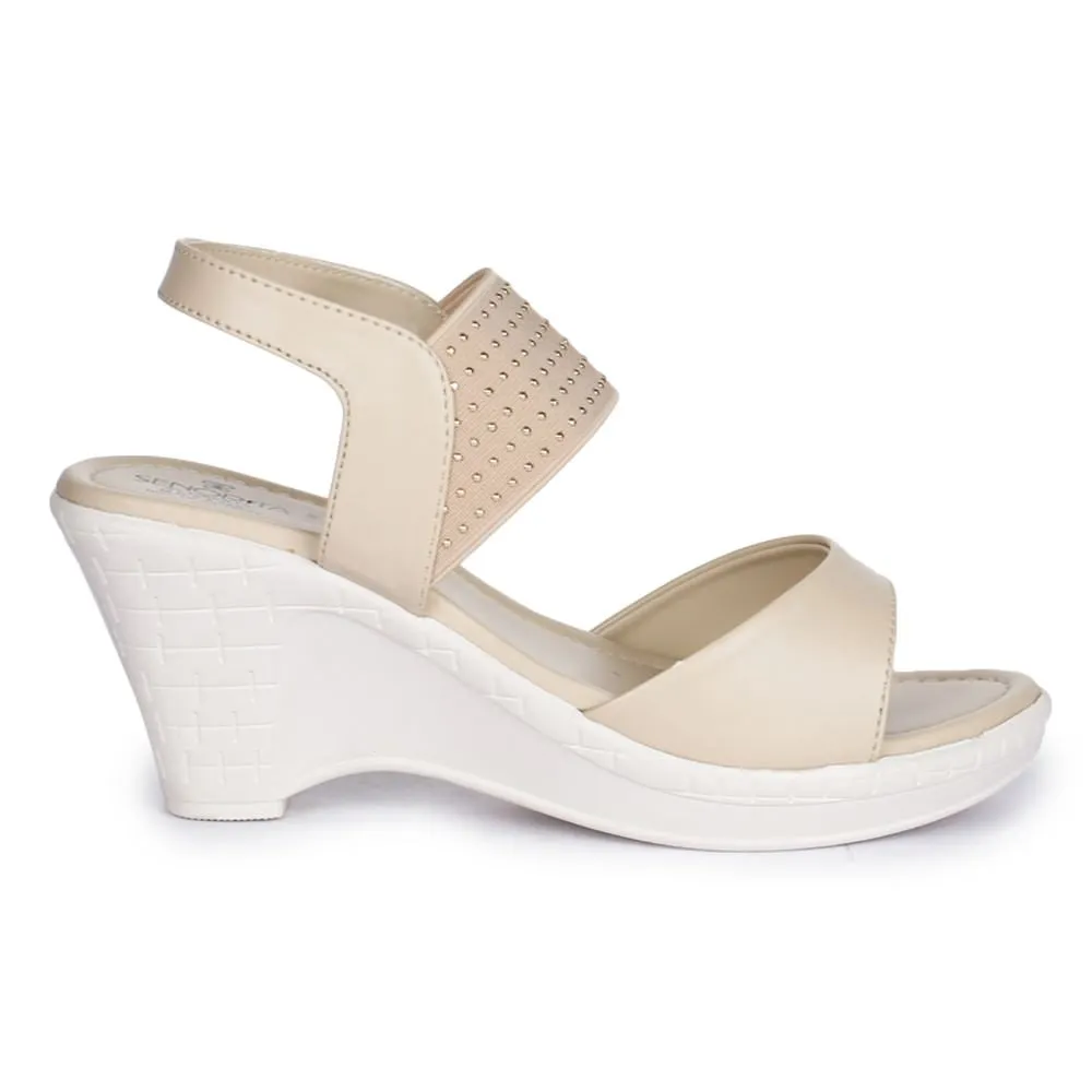 Urban Look Comfort Outdoor Senorita By Liberty D1-09 Fashion (Cream) Wedges Heel Sandal For Women