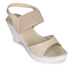 Shore Style Comfortable Vacation Shoes Senorita By Liberty D1-09 Fashion (Cream) Wedges Heel Sandal For Women