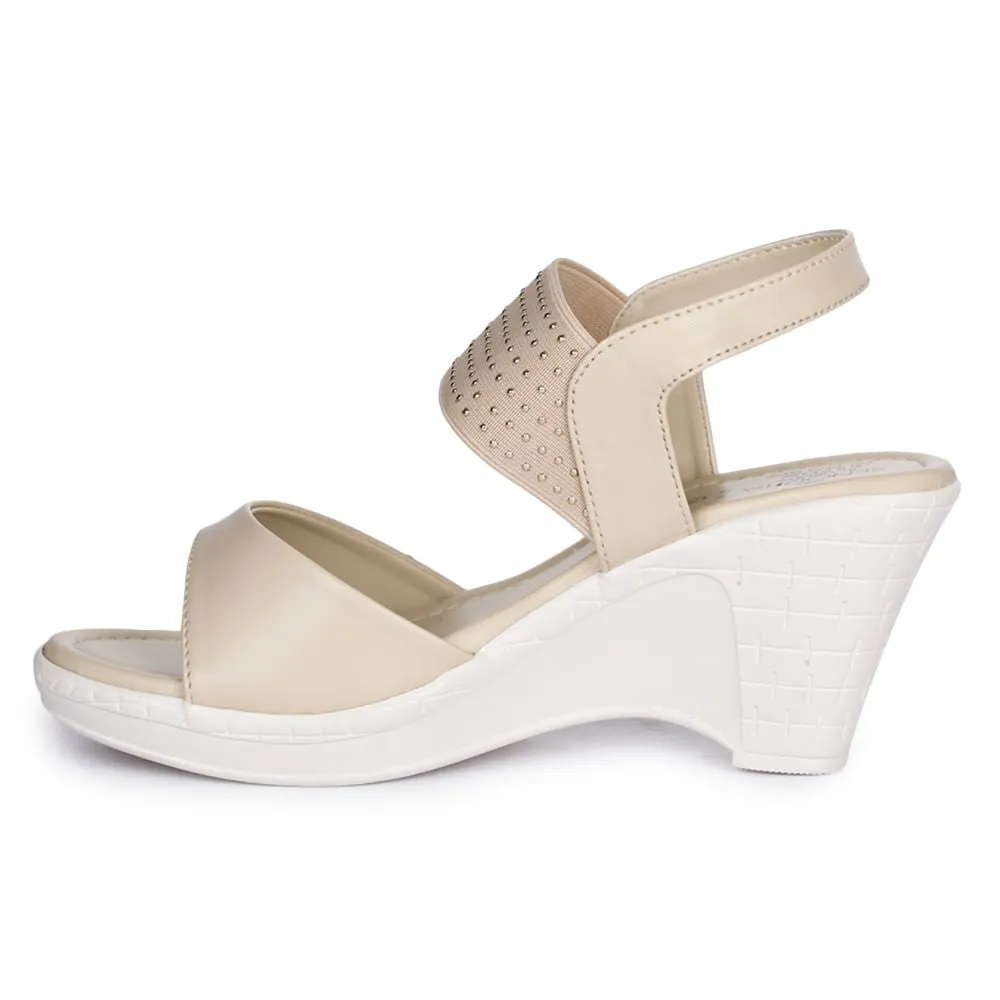 Senorita By Liberty D1-09 Fashion (Cream) Wedges Heel Sandal For Women Fresh Touch Stylish Footwear