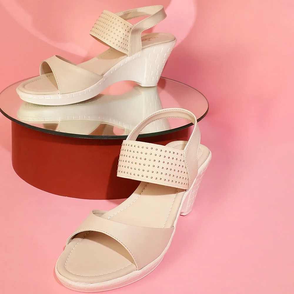 Senorita By Liberty D1-09 Fashion (Cream) Wedges Heel Sandal For Women Seasonal Footwear