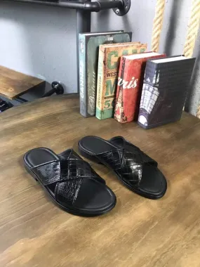 Crocodile Shoes Genuine  Crocodile Belly Leather  Mens  Slipper Study Walk