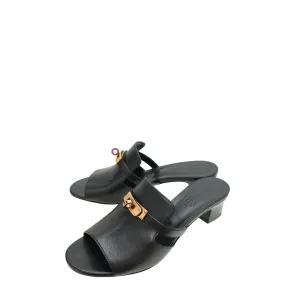 Hermes Noir Candy Sandal 38 Work Base Reinforced Seams