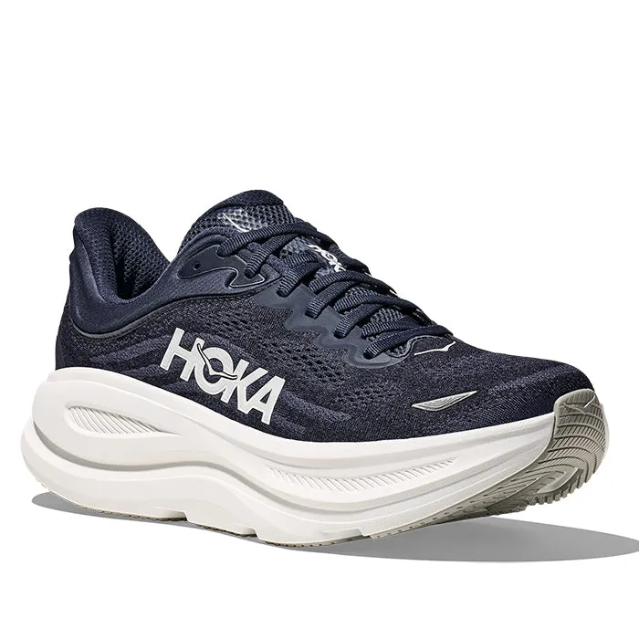 Orthopedic Friendly Design Mens Hoka Bondi 9 Wide in Varsity Navy/White
