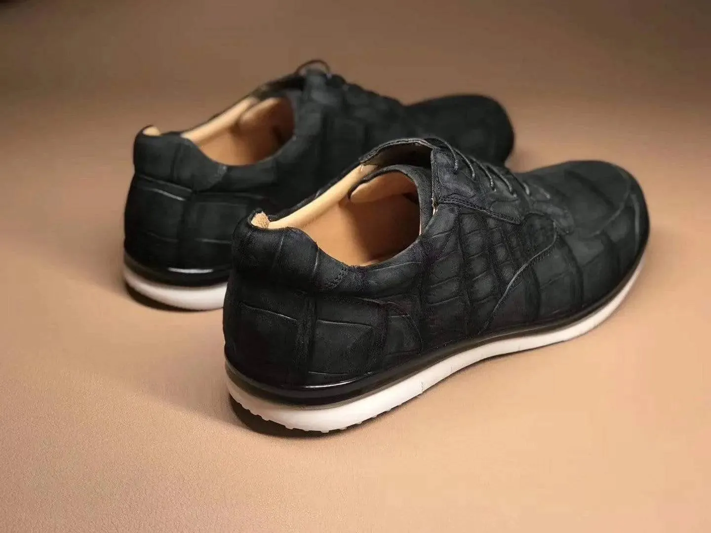 Ship Glow Crocodile Shoes Running Classic Genuine Crocodile Leather Sneakers Sport Shoes