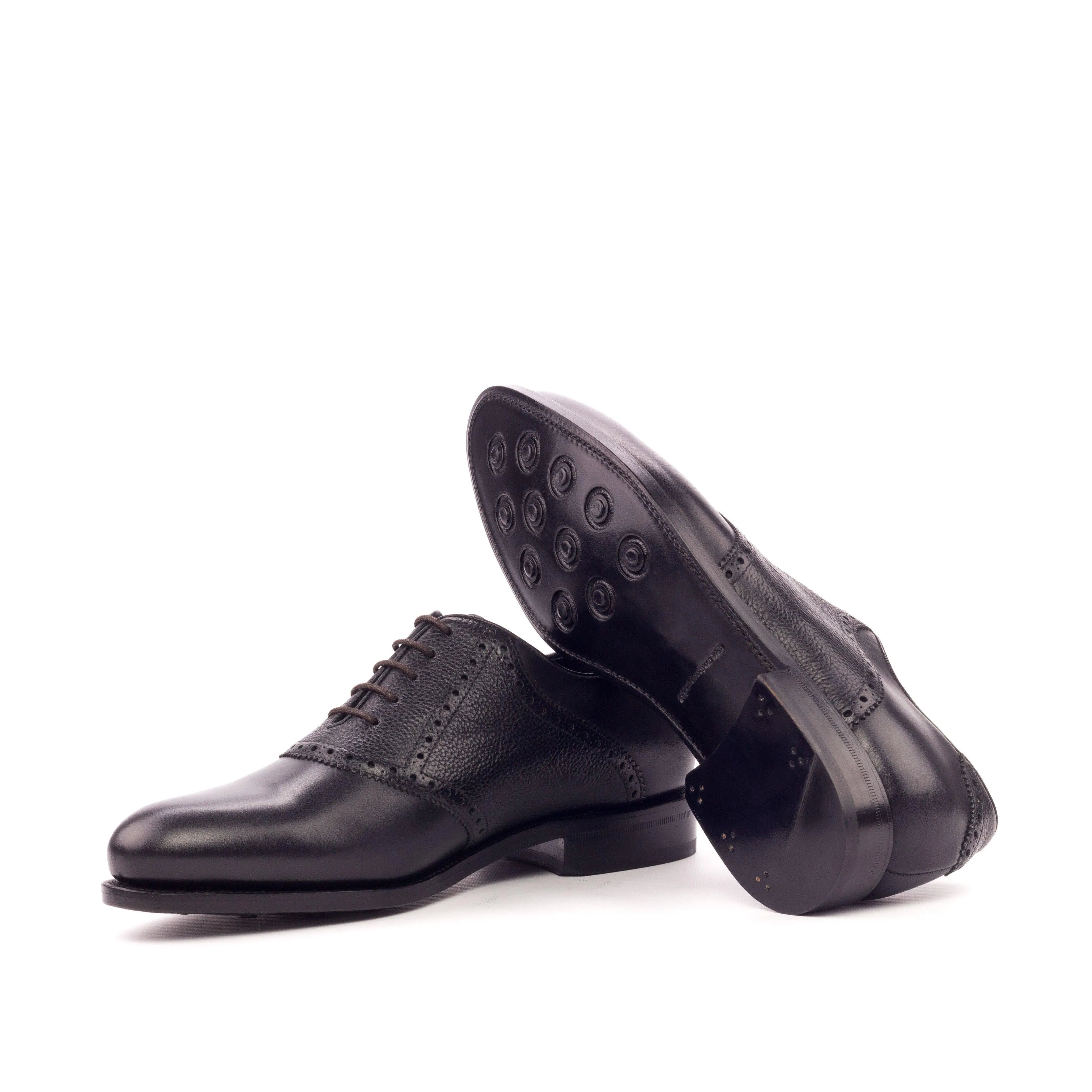 Black Leather Saddle Shoes State Dinner Slim Outfit