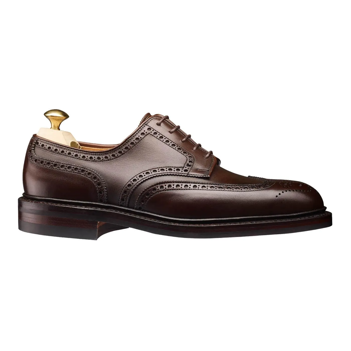 Perforated Detail Pembroke Dark Brown Wax Calf