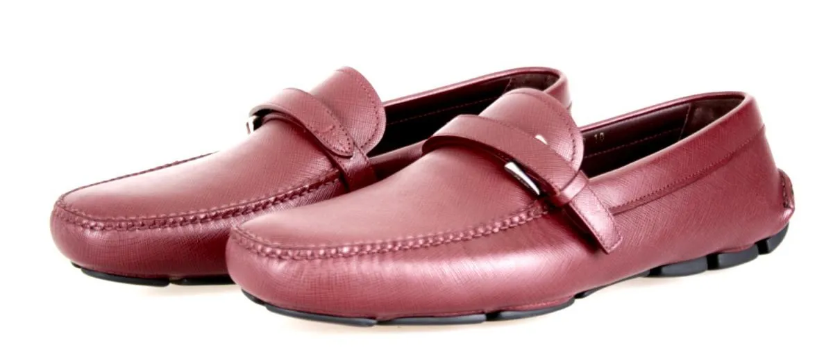 Slow Power Prada Men's Red Saffiano Leather Loafers 2DD110