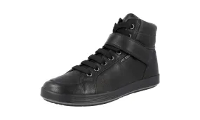 Prada Men's Black Leather High-Top Sneaker 4T2787 Flexible Arch Support No Slip