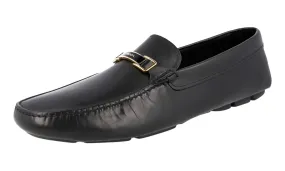 Prada Men's Black Leather Logo Driving Loafers 2DD163 Sole Power Everyday Use
