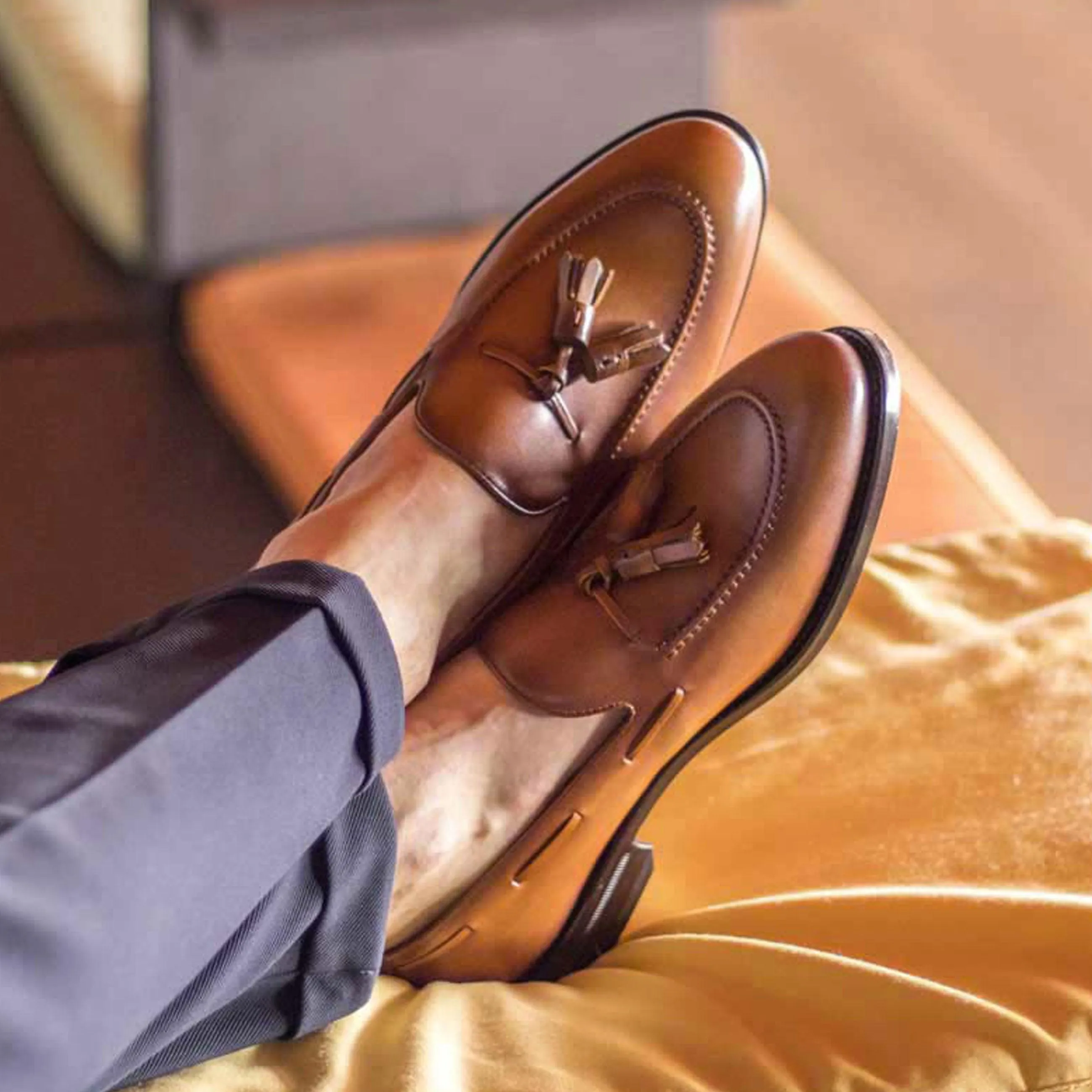 Tassel Loafer cognac box calf Everyday Slip-Ons Chic Appearance