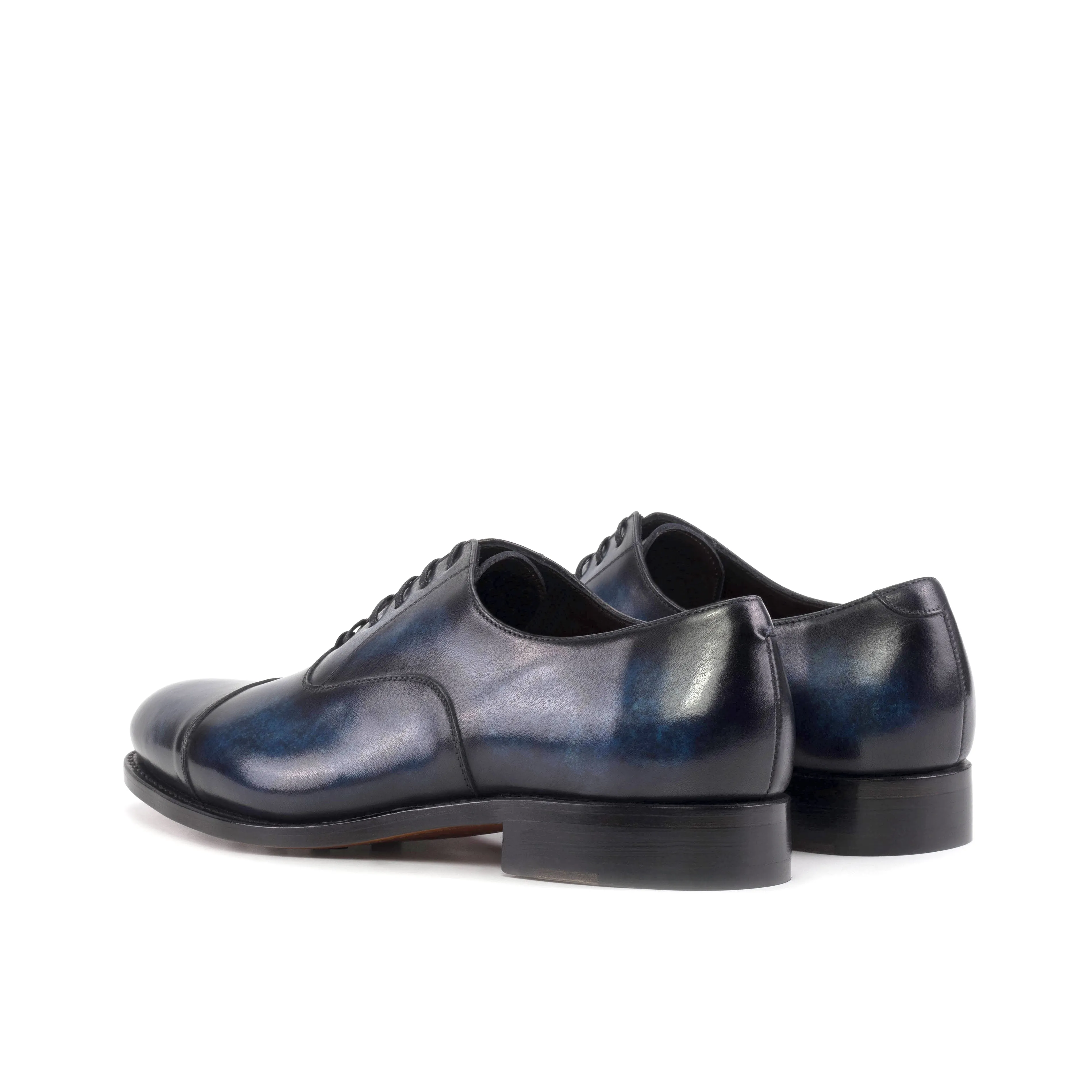 Breathable Interior Clean Cut Denim Blue Patina Cap Toe Oxford Shoes