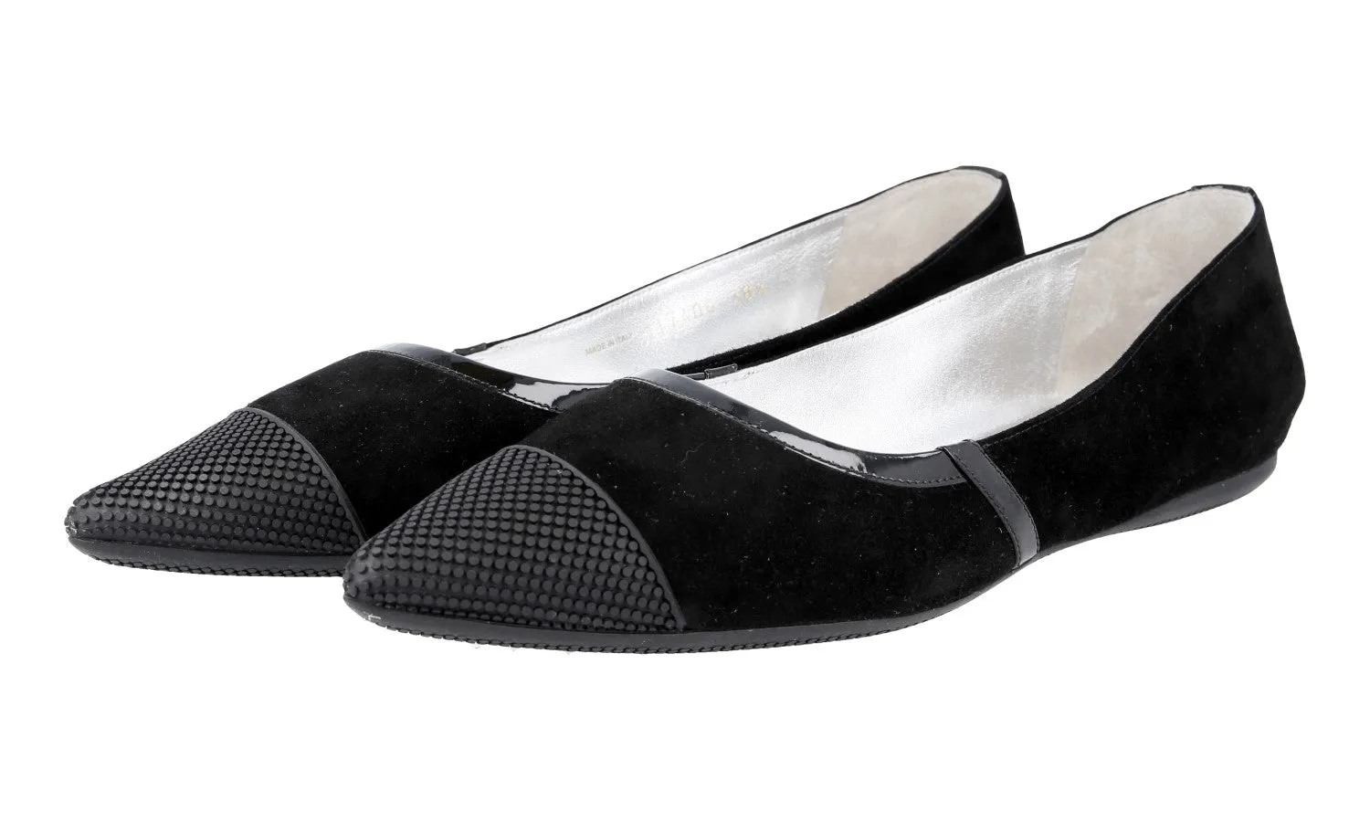 Prada Women's Black Leather Loafers 1F740G Patina Effect