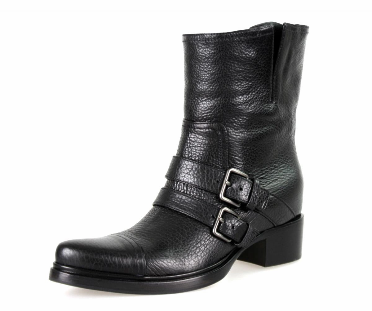 Miu Miu Women's Black Buffalo Leather Half-Boot 5U8855 Autumn Ready