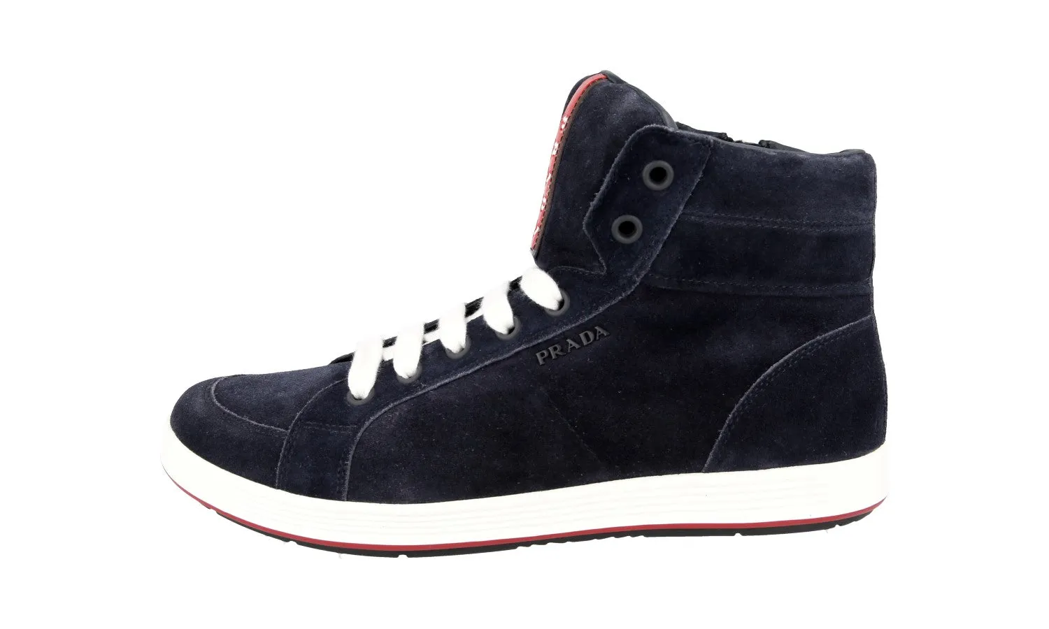 Neutral Stance Balanced Prada Men's Blue Leather High-Top Sneaker 4T2842